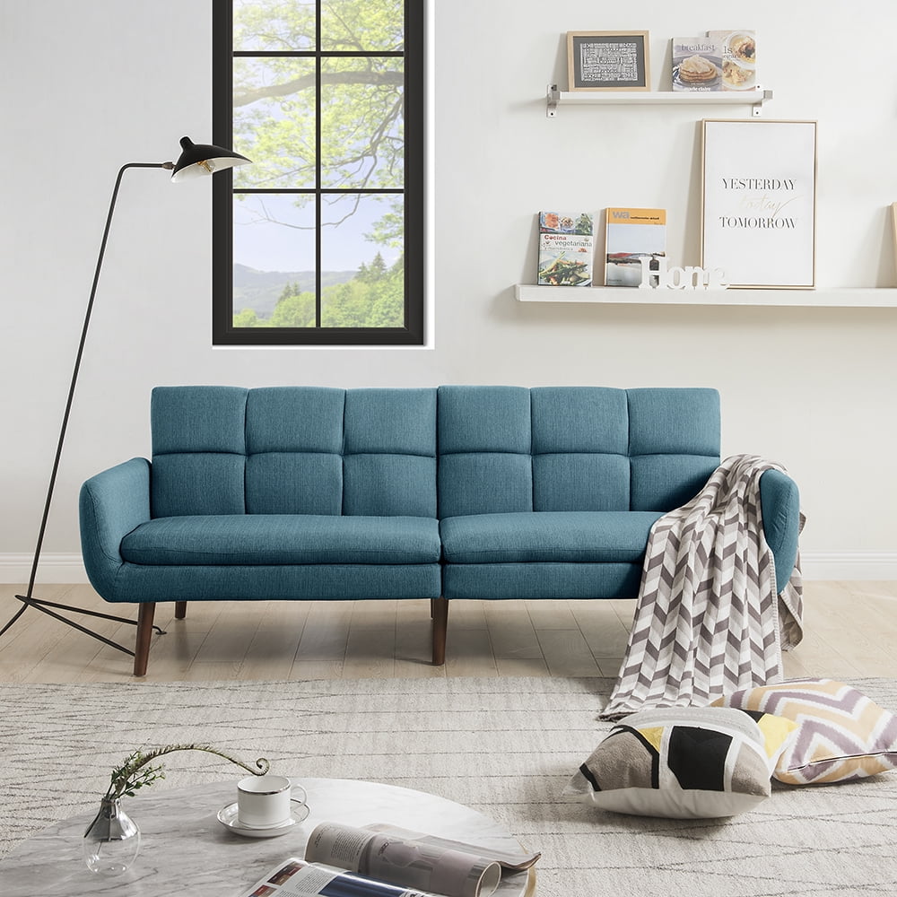 Kepooman Modern Upholstered Fabric Adjustable Sofa Bed for Living Room, Green Kepooman Modern Upholstered Fabric Adjustable Sofa Bed for Living Room, Green