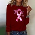 thumbnail image 5 of Brqkzdu Breast Cancer Awareness Shirt for Women Pink Ribbon Graphic Inspirational Breast Top Long Sleeve Comfy Casual Shirts Tops, 5 of 5
