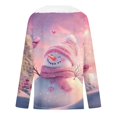 thumbnail image 6 of Hearthz Christmas Sweater Women Faux Fur Trim V Neck Sweatshirts Xmas Christmas Snowman Print Top for Women Winter Warm Plus Size Pullover Tops Shirts, 6 of 6
