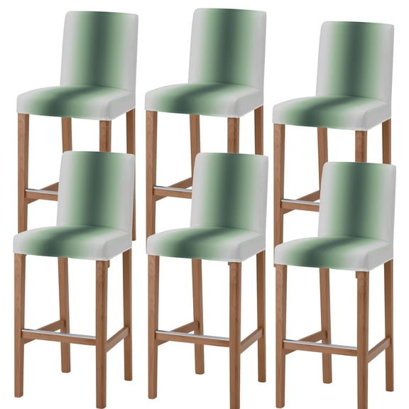 Deep Green Grey Ombre Bar Stool Cover Set of 6, Modern Abstract Art Gradient Stretch Bar Chair Cover, Removable Washable Pub Counter Stool Chair Slipcover for Kitchen Dining Room Pub Cafe