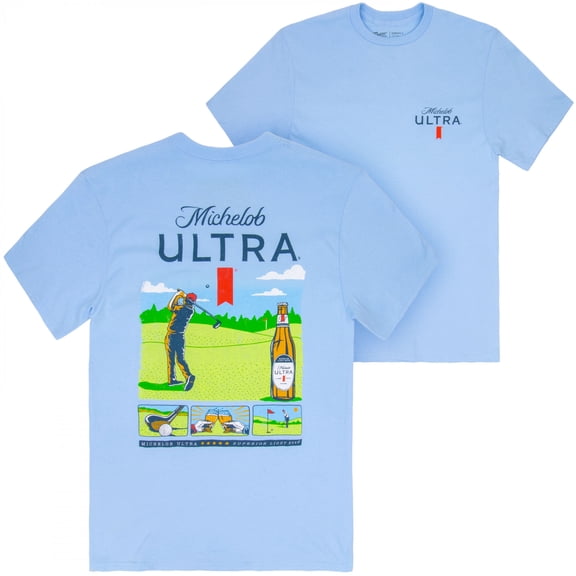 Michelob Ultra Golf Panels Blue Colorway Front and Back Print T-Shirt-Small