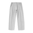 thumbnail image 4 of Domuza Mens Linen Casual Dress Pants Old Money Wide Leg Baggy Pleated Vintage Relaxed Fit Slacks Work Office Light Gray M, 4 of 5
