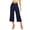 Navy#crossover tummy control wide leg gaucho yoga capris, variant on Wide Leg Gaucho Pants for Women Crossover High Waisted Capri Yoga Pant with Pockets Tummy Control Stretchy Gym Sweatpant Purple,S