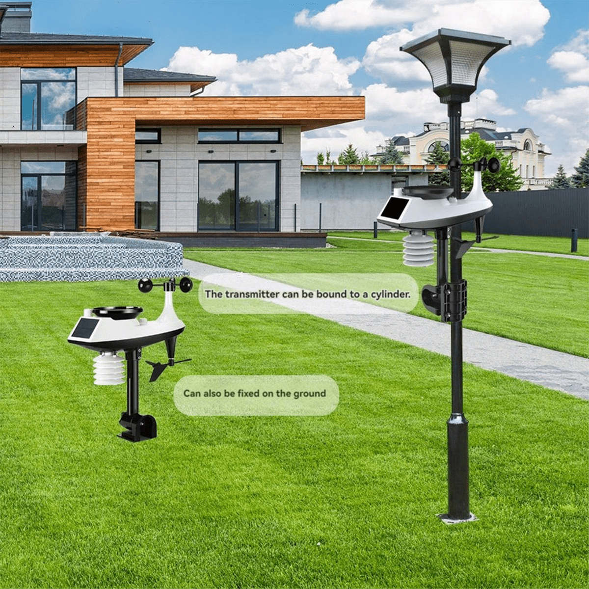 Tuya Weather Station Alarm Wifi Digital Wind Speed Direction Rainfall Light Index Air Quality Temperature Humidity Meter,Photo Color