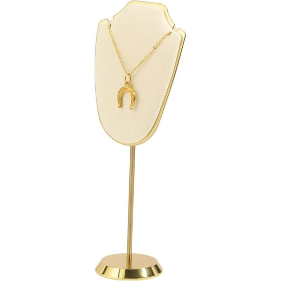 Necklace Display Stand Velvet Jewelry Holder with Golden Tone Base Necklace Display Stand for Vendors White