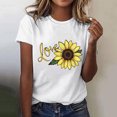 thumbnail image 2 of Summer Casual Tshirts for Women Loose Fit Crewneck Floral Printed Basic Tees Short Sleeve Tops Pullover T Shirt (XL, Yellow 06), 2 of 5