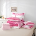thumbnail image 6 of Feelyou Girl Ribbon Letter C Bedding Comforter Set 7 Pieces, Sequin Print Full Bedding Set, 6 of 8