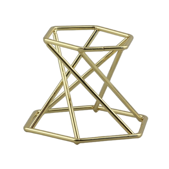 TISHITA Glass Stand Display for Mineral Gemstone Geode Gold Hexagon Gold