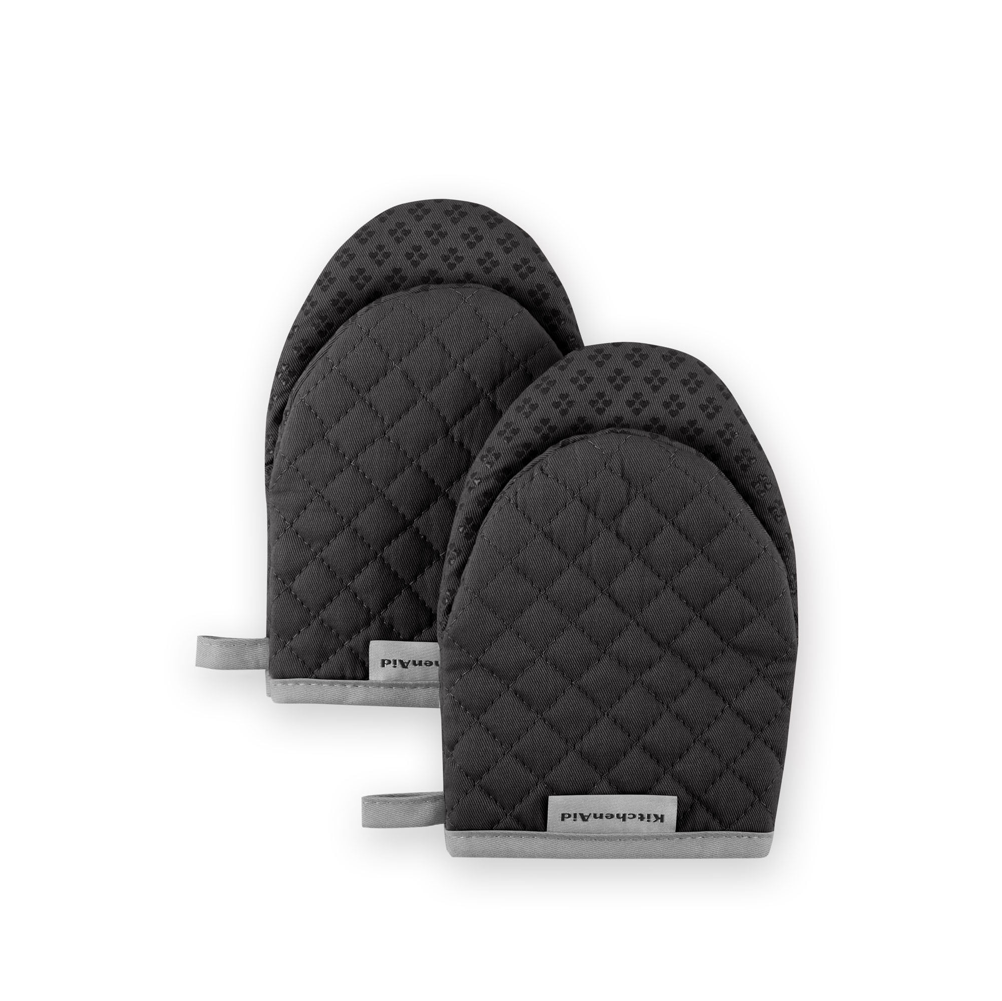 KitchenAid Asteroid Cotton Oven Mitts with Silicone Grip Charcoal Grey Set of 2 