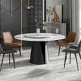 thumbnail image 2 of Magic Home Sintered Stone Round Dining Table 53.15" with White Slate Round Turntable, 2 of 7