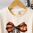 thumbnail image 5 of Glisme Girl Outfits Little Kids 2 Piece Set Bowknot Tee Shirts And Leopard Print Waist Wide Leg Pants Set Trend Girls Clothing Brown Size 8-9 Years, 5 of 7