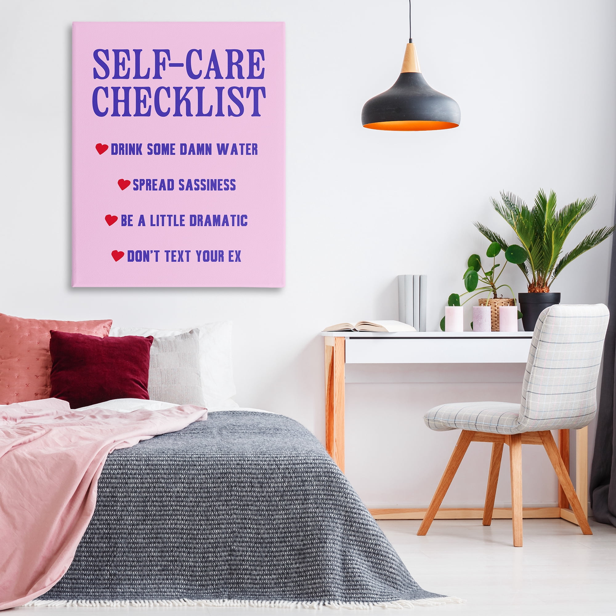 Stupell Industries Sassy Self Care Checklist Text & Numbers Painting Wrapped Canvas Art Print Wall Art, 36 x 48