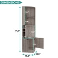 thumbnail image 3 of Syrah Corner Bar Cabinet, Eight Bottle Cubbies, Double Door, Two Open Shelves Light Gray, 3 of 7