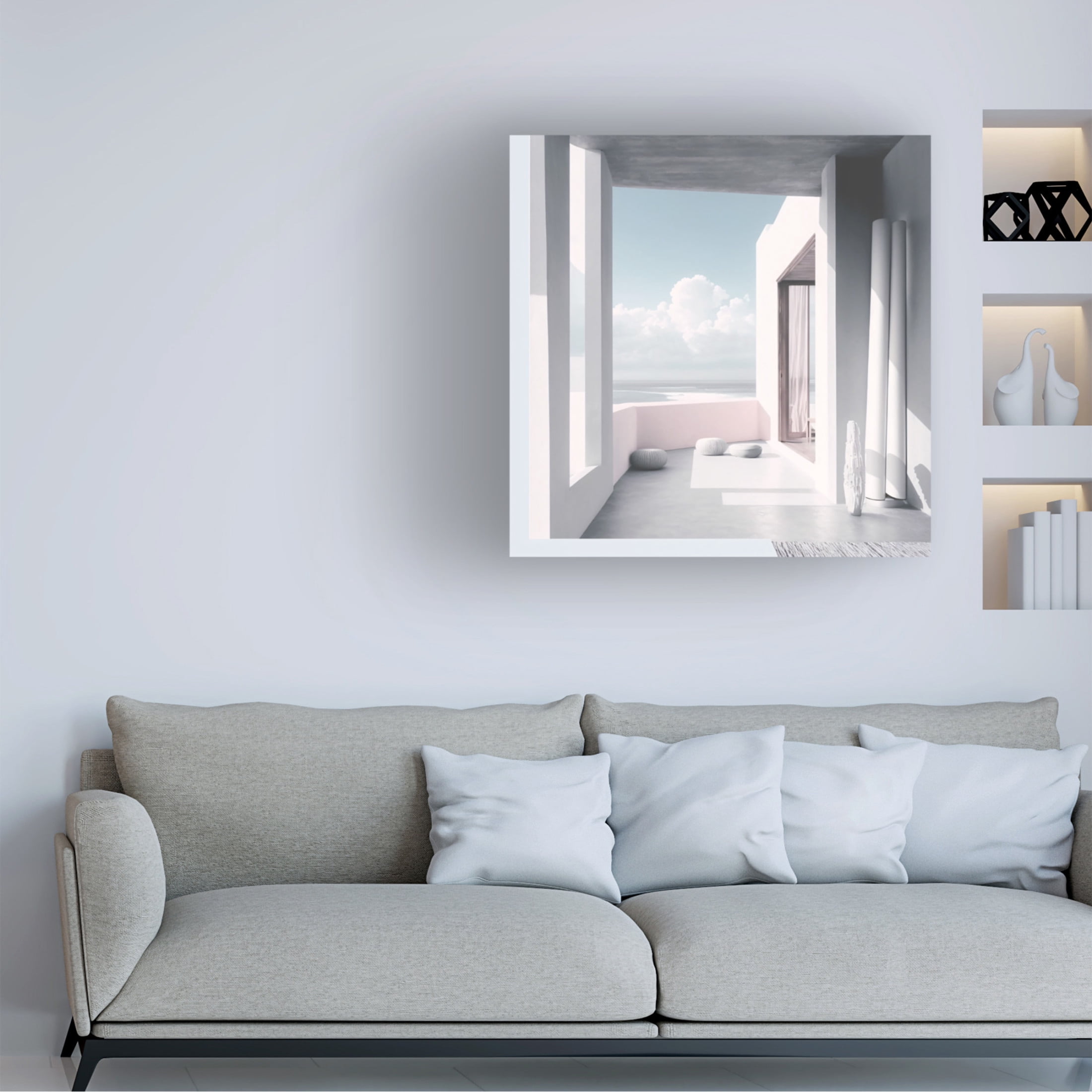 Canvas Wall Art - Ray Heere 'Architectural Photography Balconies 7' Wall Art for Living Room, Bedroom, or Office Décor by Trademark Fine Art - 18 x 18 Inches