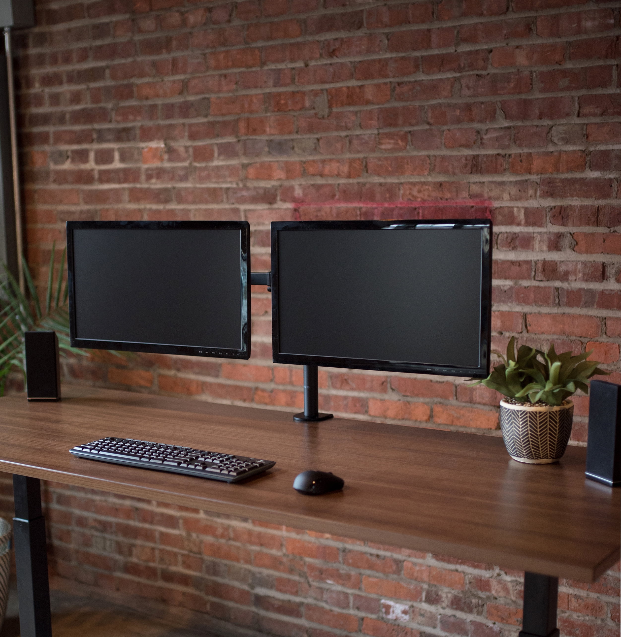 Vivo Dual Lcd Monitor Desk Mount Stand Heavy Duty Fully Adjule Fits 2 Screens Up To 27 V002