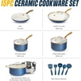 thumbnail image 2 of 15 Pc Ceramic Pots and Pan Set, Non Stick Cookware Set with Steamer and Cooking Utensils, Non Toxic PFOA PFOS Free, Gold Stay Cool Handles, Oven and Dishwasher Safe, 2 of 9