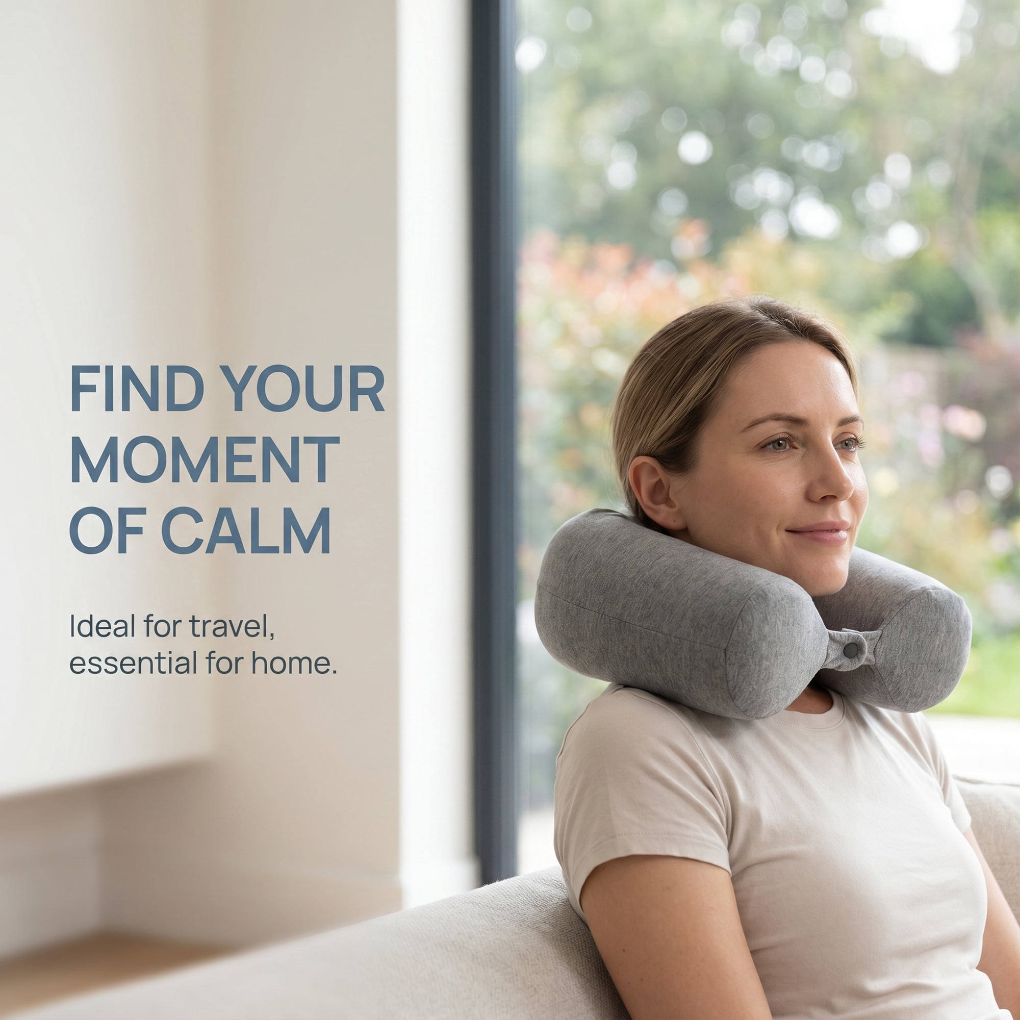 Unique Bargains Memory Foam Neck Pillow U Shape Snap Closure for Airplane Dark Gray 25"x4"