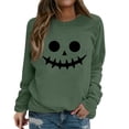 thumbnail image 3 of YVNAURA Funny Halloween Letter Print Sweatshirt for Women Oversized Crewneck Long Sleeve Pullover Round Neck Loose Fit Casual Spooky Season Fall Top 1 Pack, Green,M, 3 of 8