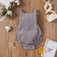 thumbnail image 2 of Seyurigaoka Baby Summer Rompers, Solid Color Square Neck Sleeveless Jumpsuit, 2 of 7