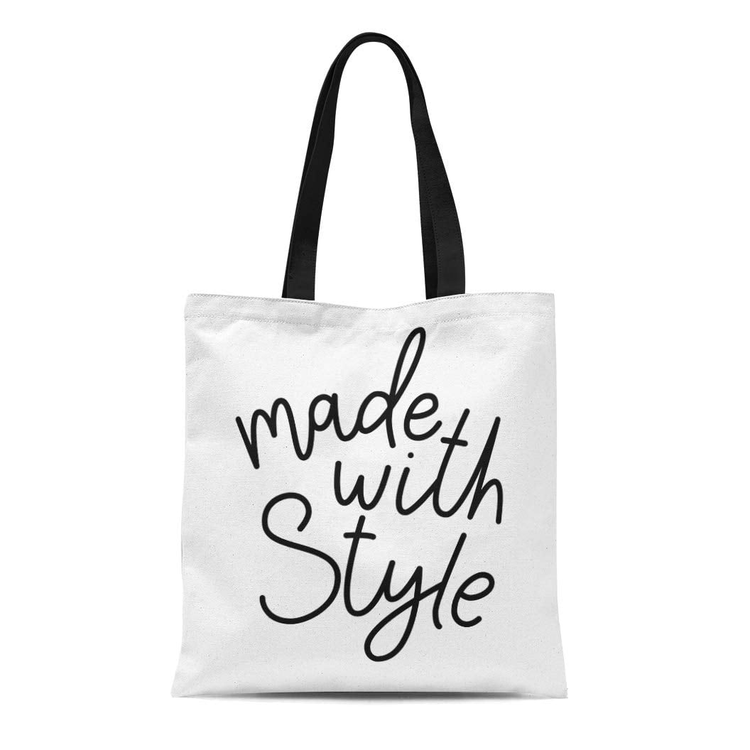 SIDONKU Canvas Tote Bag Chic Made Inspirational Modern Lettering Black ...
