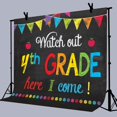 thumbnail image 3 of 7x5ft Welcome Back to School Backdrop Watch Out 4th Grade Here I Come First Day of School Background Welcome Back Classroom Party Decorations Banner Photo Booth Props, 3 of 3