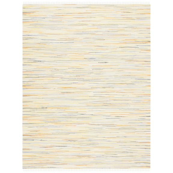 SAFAVIEH Rag Elena Striped Cotton Area Rug, Gold/Multi, 10' x 14'
