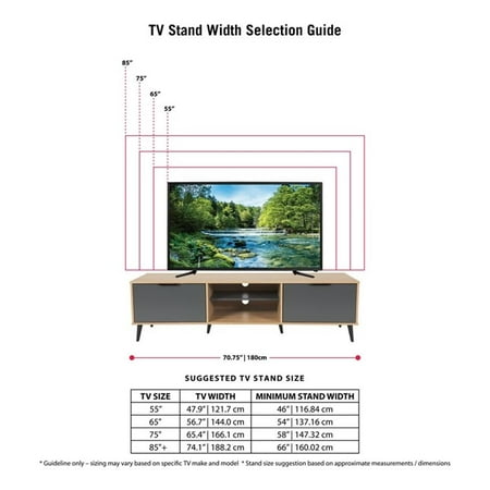 CorLiving - Cole Collection TV Stand with Cabinets for Most TVs up to 85" - Light Wood