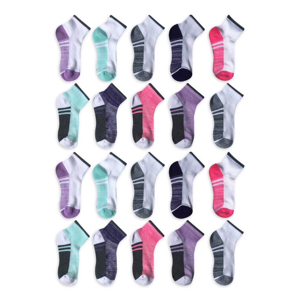 Athletic Works Athletic Works Girls Ankle Socks 12Pack, Sizes SL