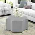 thumbnail image 2 of Posh Living Runrawin Faux Leather Octagon Cocktail Ottoman in Silver, 2 of 8