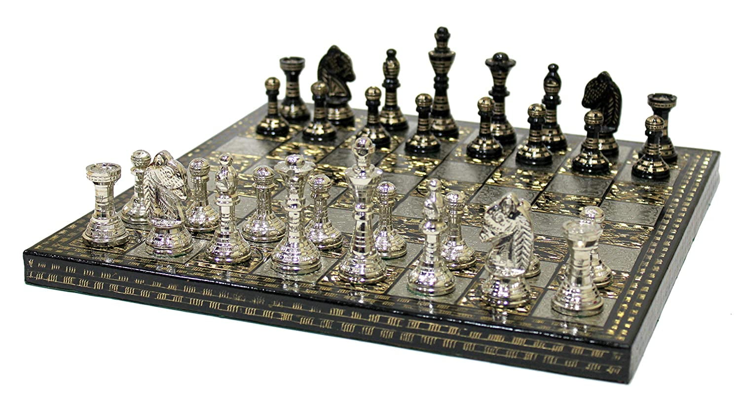 StonKraft Collectible Complete Brass Chess Game Board Set With 100% Brass Chess Pieces Chessman Coins Pawns