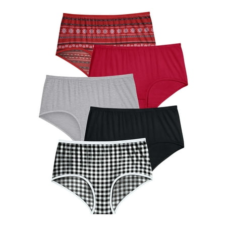 

Comfort Choice Women s Plus Size Stretch Cotton Brief 5-Pack Underwear