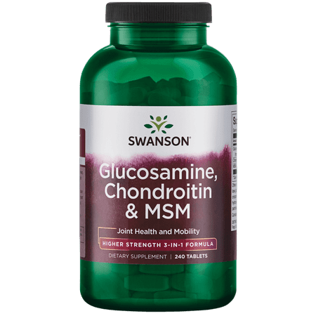 Swanson Higher Strength 3-in-1 Glucosamine, Chondroitin and MSM Tablets, 240 Count