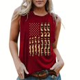 thumbnail image 2 of Wang6 American Flag Tank Tops for Women Patriotic Shirt USA Flag Stars Stripes Print Sleeveless T-Shirt 4th of July Tee Shirts 0429liRed XXL, 2 of 4