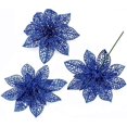 thumbnail image 2 of 10 piezas de flores de Pascua con purpurina azul para árbol de Navidad, adornos brillantes de Pascua para Navidad, fiestas, temporada y bodas., 2 of 5