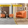 thumbnail image 4 of SEYNAR Oversized Glam Velvet Pumpkin Barrel Accent Chair,Modern Upholstered Cream Side Sofa Armchair for Living Room,Vanity(Orange), 4 of 13