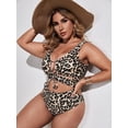 thumbnail image 4 of Women'S Plus Leopard Cut Out One Piece Swimsuit Tie Front Wireless Padded Bathing Suit, 4 of 4