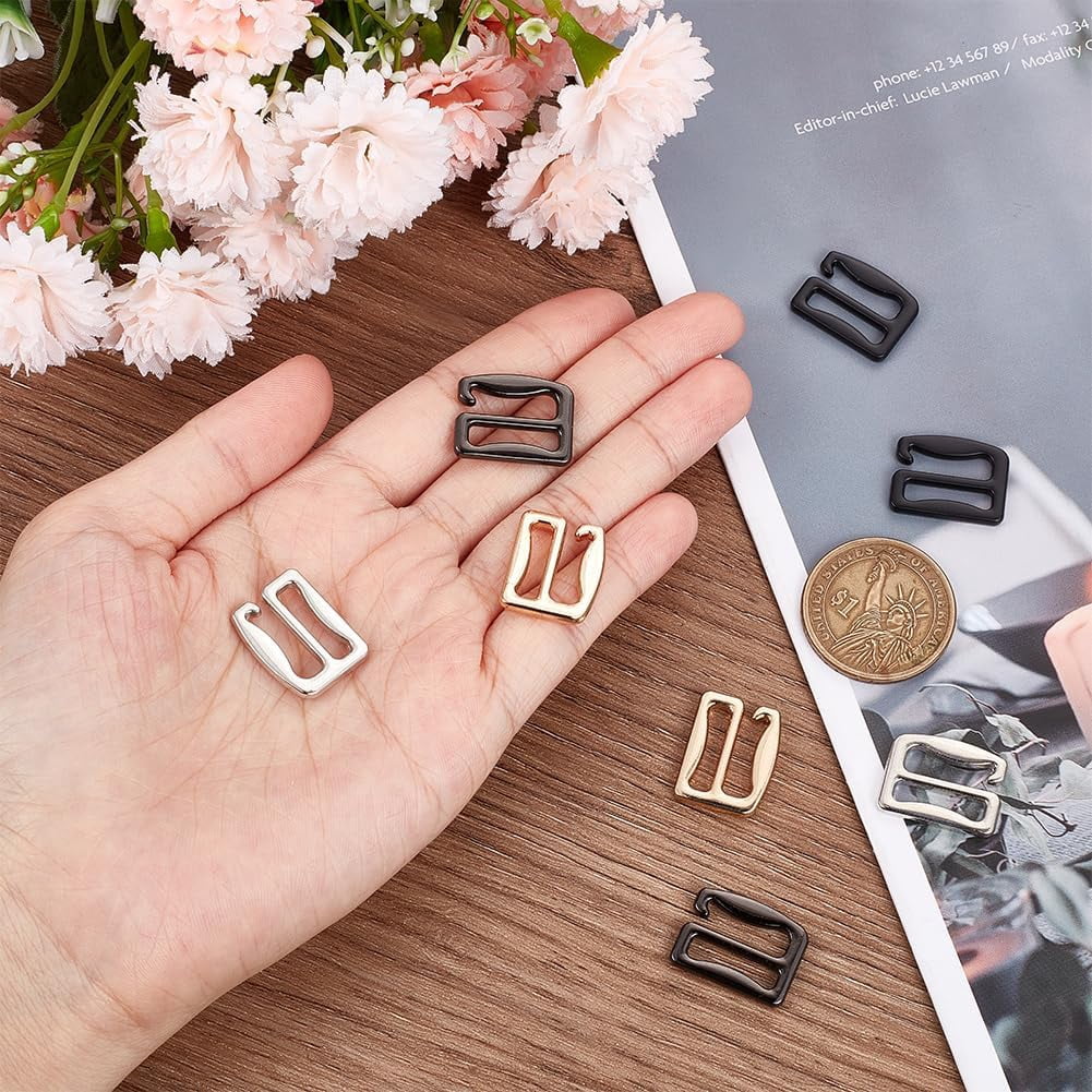 Saddgo 100-Pack Bra Strap Adjuster Buckles - Metal Sliders For Bras, Swimsuits, Bags (6mm-15mm)