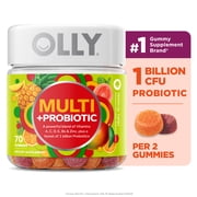 OLLY Adult Daily Multi + Probiotic Gummy, Digestive and Immune System Health Supplement, 70 Count