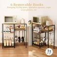 thumbnail image 5 of Microwave Stand Adjustable Coffee Bar Cabinet Multifunctional Pan Organizer with 6 Hooks and 3 Shelves Bakers Rack for Shovel Pots Fruits Vegetables BrownBlack, 5 of 18