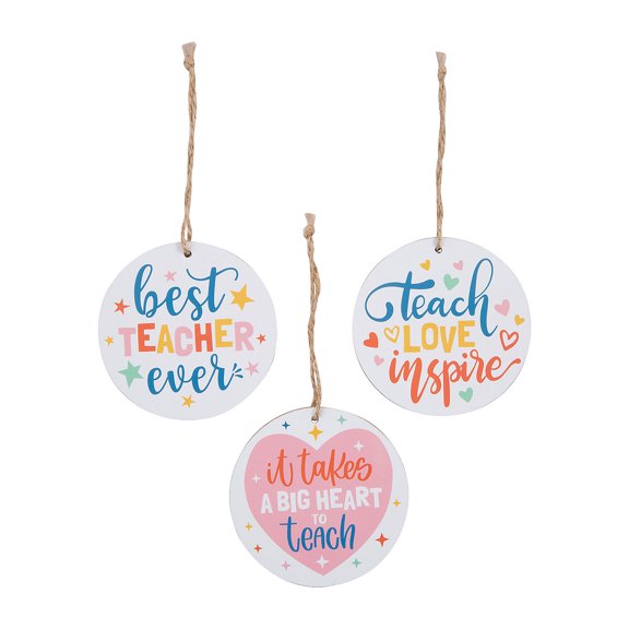 Fun Express Inspirational Teacher Ornaments - 12 Pc.