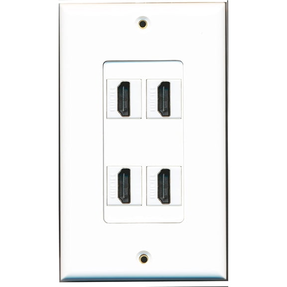 RiteAV - 4 Port HDMI 2.0 Decorative Wall Plate (White)