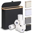 thumbnail image 1 of Cesta de papel higiénico efluky de 28 litros con tapa para baño, color negro, 1 of 7