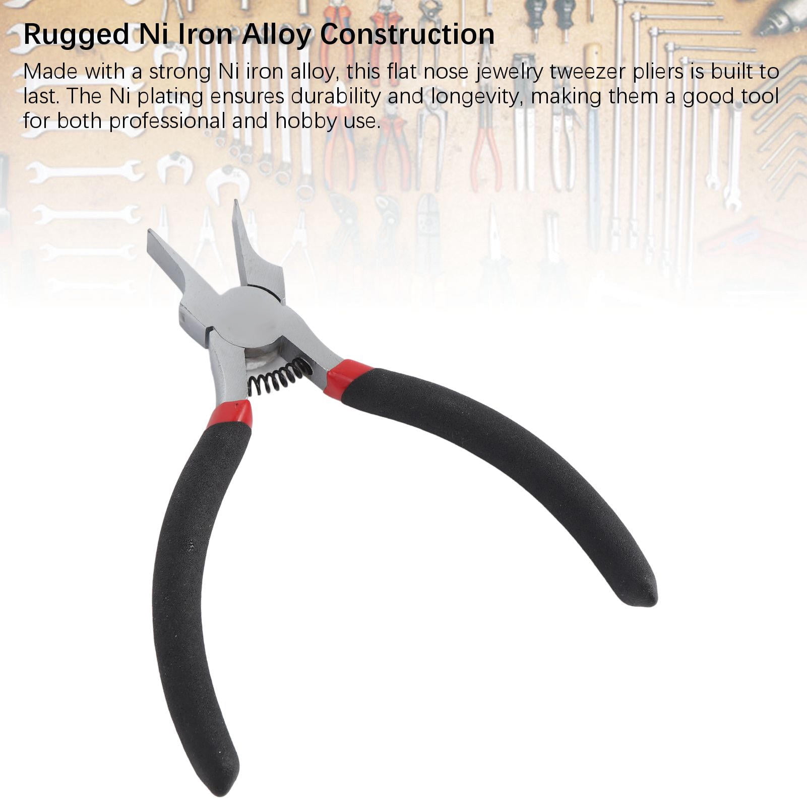 YAHHU 5‑Inch Wide Flat‑Nose Pliers – Thin Ni‑Iron Alloy, Ergonomic PVC Handles, Slick Jaws for Jewelry, Electronics & Wire Bending