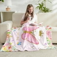 thumbnail image 3 of Butterfly Throw Blanket for Girls Teens Women Pink Soft Fuzzy Flannel Bed Blanket for Kids Adults Plush Watercolors Flowers Blanket,50\u201dx60\u201d, 3 of 6