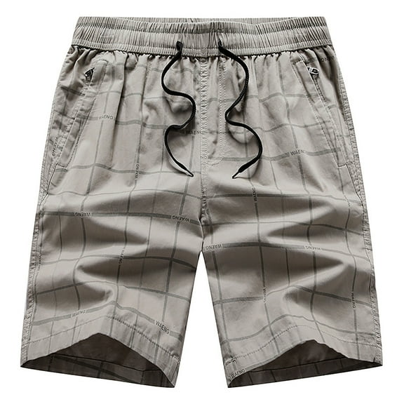 Pedort Shorts for Men Casual Summer Plus Size Cargo Shorts Loose Fit Elastic Waist Shorts Grey,4XL