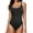 Black, variant on DOKOTOO Women's One Piece Swimsuit Tummy Control High Cut Bathing Suit Ribbed Round Neck Sporty Swimwear