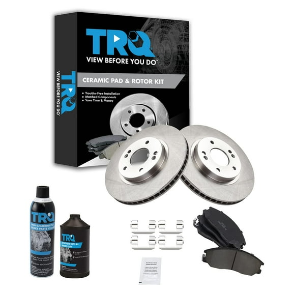 TRQ Front Premium Posi Ceramic Brake Pad & Rotor Kit w/Chemicals BKA17337 Fits select: 2001-2006 HYUNDAI SANTA FE