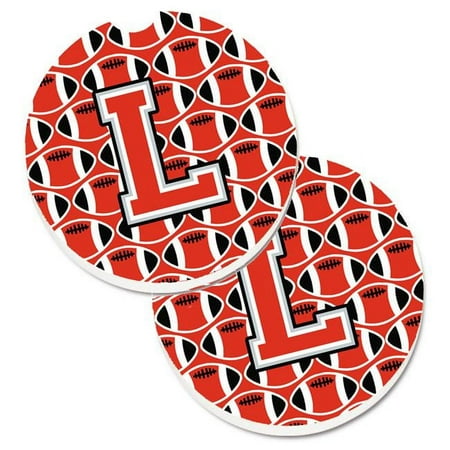 

Letter L Football Scarlet & Grey Set of 2 Cup Holder Car Coaster
