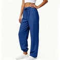 thumbnail image 4 of YgkuHd Womens High Waist Sweatpants Drawstring Elastic Tapered Jogger Pants Pockets Casual Sportswear Blue L, 4 of 5