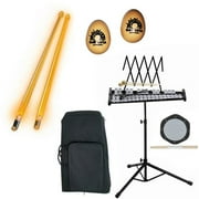 Band Directors Choice Educational Bell Kit Pack Deluxe w/Carry Bag, Drum Practice Pad, Orange Light Up Drumsticks & BONUS Orange Rhythm Percussion Shakers